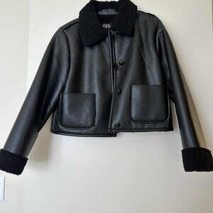 Zara Black Faux Leather Jacket